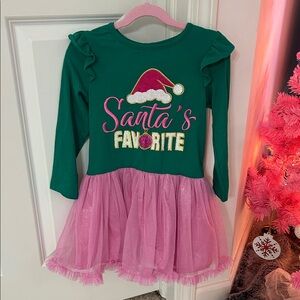 Green and Pink Santa's Favorite Kids Dress